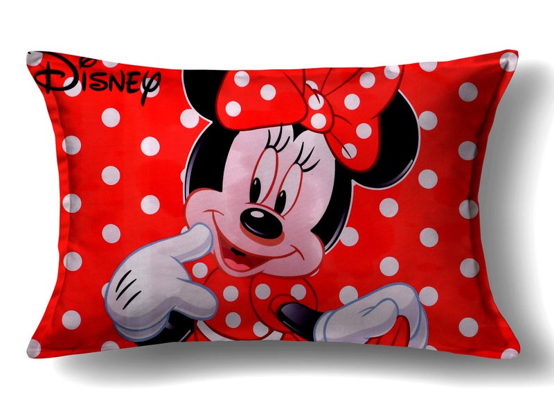 Kuber Industries Kuber Industries Disney Minnie Mickey Print Silk Special Long Crush Pillow Cover- Set of 4, Black & Red-KUBMART202  - Image 2