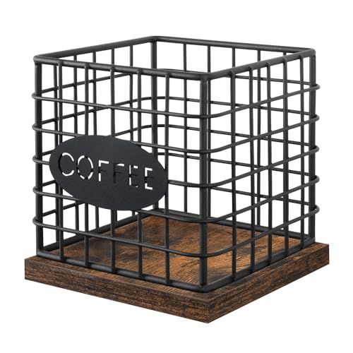 YINMIT K Cup Holder Organizer Sturdy Coffee Pod Holder Organizer 35 Kcup Large Capacity Storage Basket for Kitchen Counter and Office Desktop Square Grid