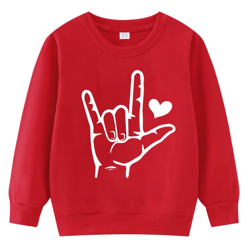 Geoyune Boys Valentines Sweatshirt Baby Boy Valentines Outfit Toddler Boy Girl Valentine Shirt Kids Sign Language Tops Clothes 4T - Image 1