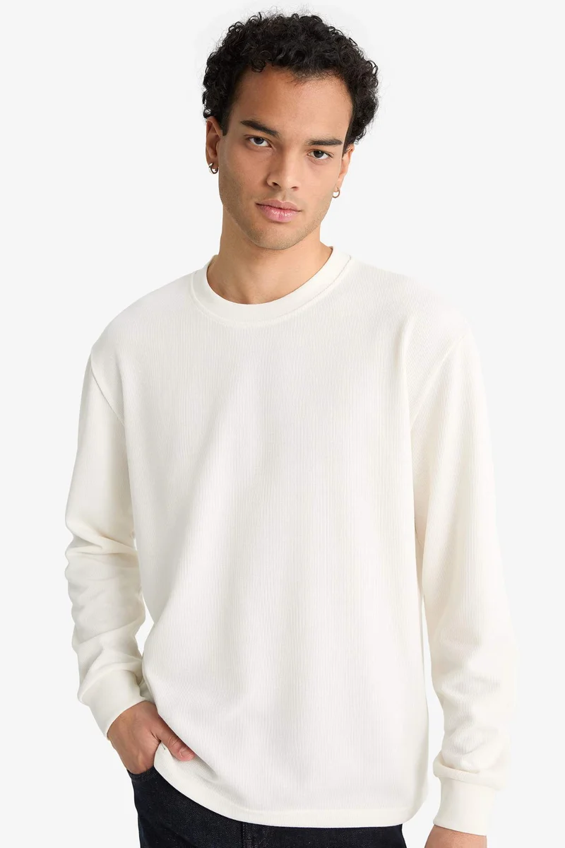 ديفاكتو Regular Fit Crew Neck Long Sleeve Body