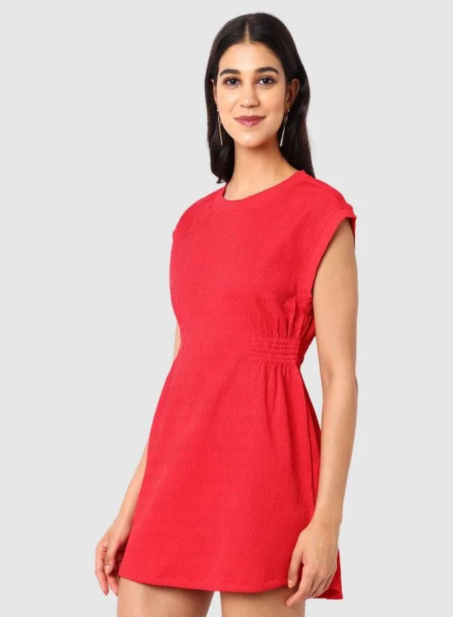 Freehand  Women Regular Fit Textured Crew Neck Sleeveless Mini Dress for Women | Best Price UAE