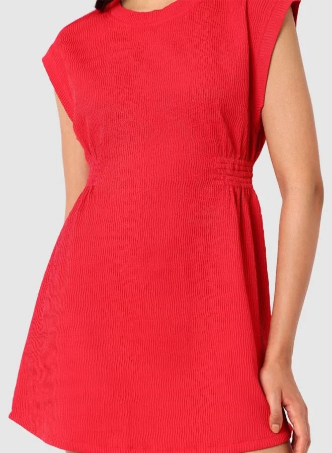 Freehand  Women Regular Fit Textured Crew Neck Sleeveless Mini Dress for Women | Best Price UAE