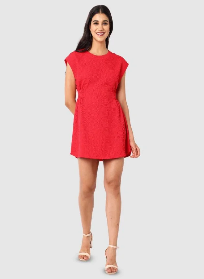 Freehand  Women Regular Fit Textured Crew Neck Sleeveless Mini Dress for Women | Best Price UAE