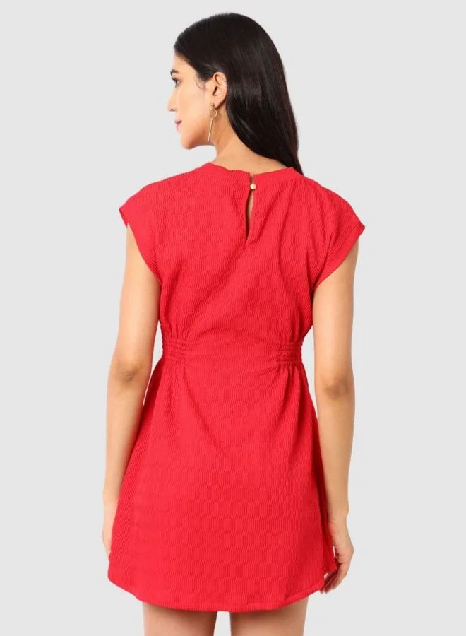 Freehand  Women Regular Fit Textured Crew Neck Sleeveless Mini Dress for Women | Best Price UAE