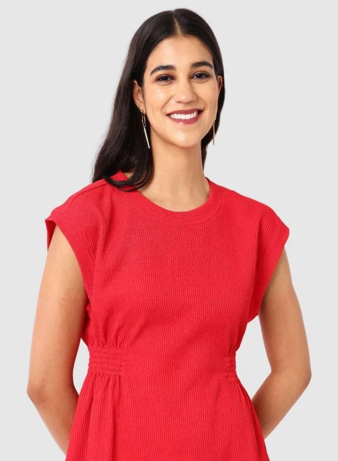 Freehand  Women Regular Fit Textured Crew Neck Sleeveless Mini Dress for Women | Best Price UAE