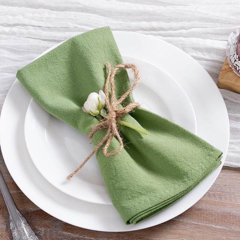 MLMC Sage Green Cotton Linen Napkins Rustic Washable Cloth Napkins Bulk Set of 8 17x17 Soft Reusable Dinner Napkins Cloth for Spring Wedding Party Baby Shower Everyday Use - Image 3