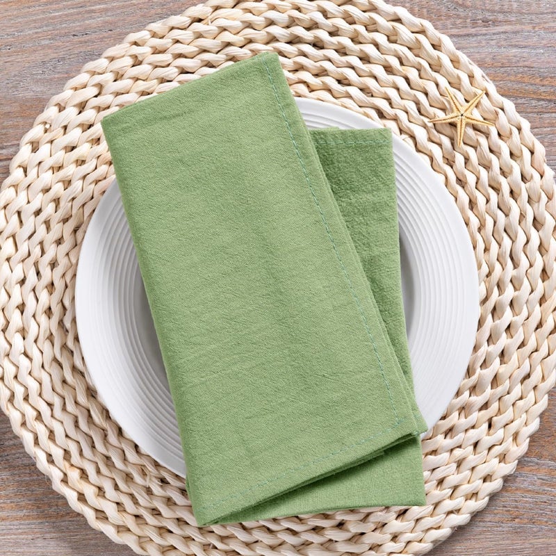 MLMC Sage Green Cotton Linen Napkins Rustic Washable Cloth Napkins Bulk Set of 8 17x17 Soft Reusable Dinner Napkins Cloth for Spring Wedding Party Baby Shower Everyday Use - Image 5