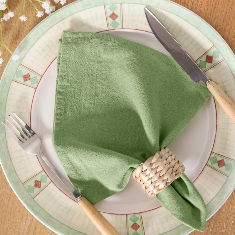 MLMC Sage Green Cotton Linen Napkins Rustic Washable Cloth Napkins Bulk Set of 8 17x17 Soft Reusable Dinner Napkins Cloth for Spring Wedding Party Baby Shower Everyday Use - Image 2