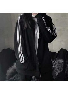 Generic New Spring Summer Womens Loose Fit Three Button Jacket Korean Style Thin Cloth Baseball Uniform Cardigan Black For Students Black  - Image 1