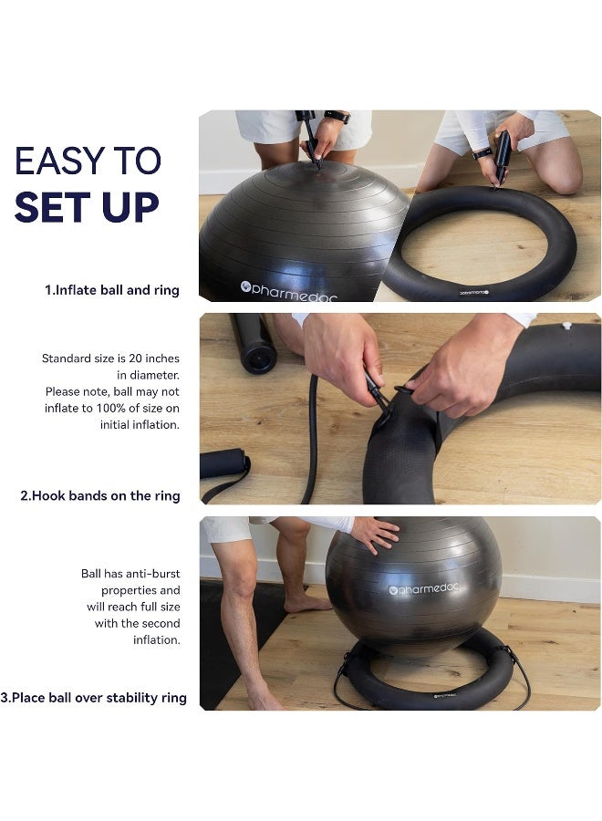 Pharmedoc Yoga Ball Chair, Exercise Ball Chair with Base & Bands for Home Gym Workout, Pregnancy Ball, Birthing Ball, Stability Ball & Balance Ball Seat, Exercise Equipment - Image 2