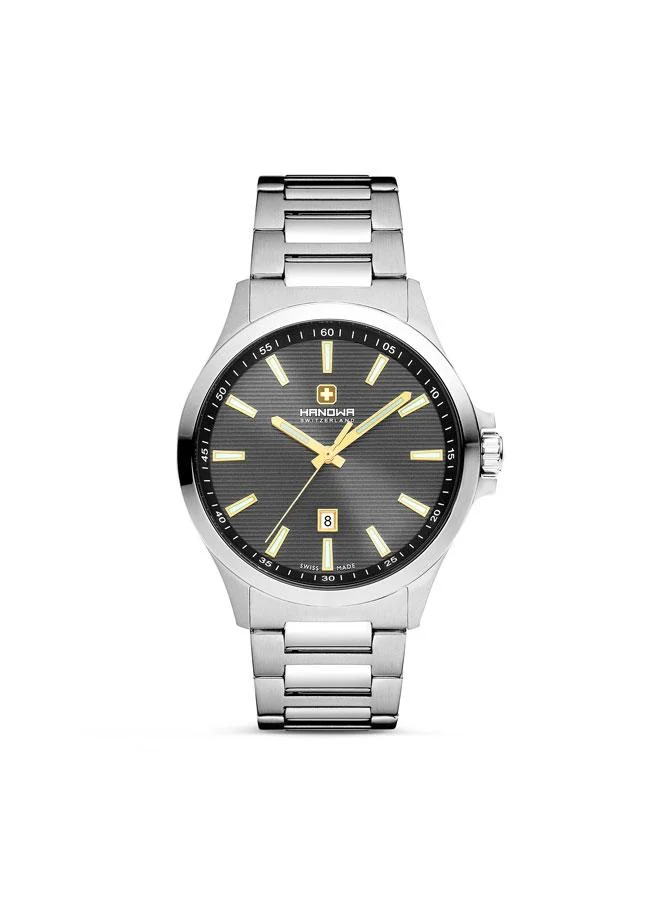 Kander Grey Dial Silver Stainless Steel Bracelet Analog Watch for Men 43mm