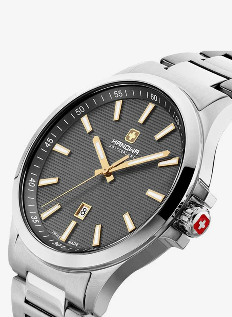 Hanowa  Kander Grey Dial Silver Stainless Steel Bracelet Analog Watch for Men 43mm for Men | Best Price UAE