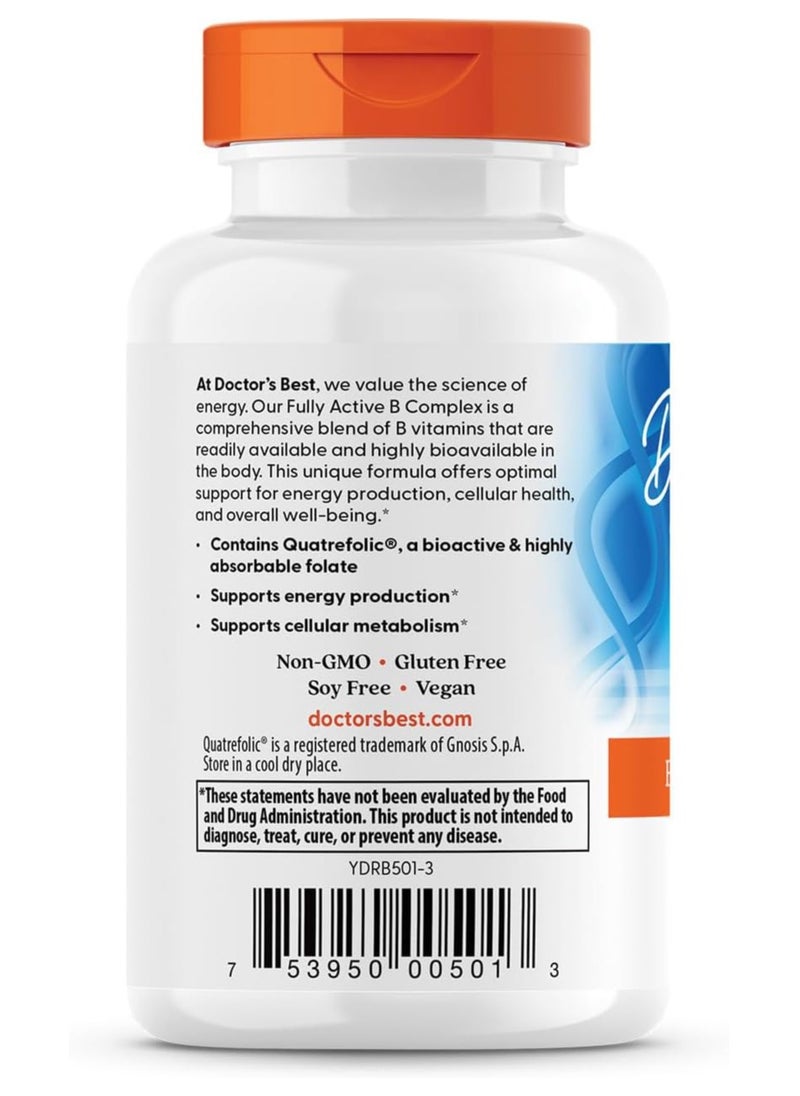 Doctor's BEST Fully Active B Complex Supports Energy Nervous System Optimal Health 60 Veg Caps  - Image 3