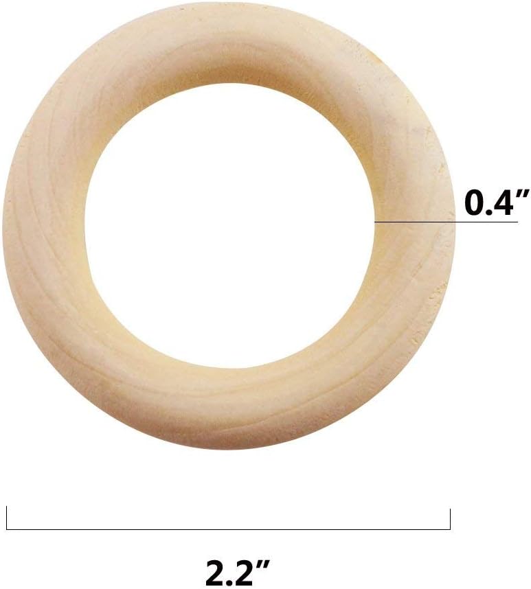 VIUJUH 50 Pieces Natural Wooden Rings for DIY Craft Unfinished Handmade Wood Rings Circles Without Paint for Wood Ring Pendant Connectors Jewelry Making 55MM216 - Image 5