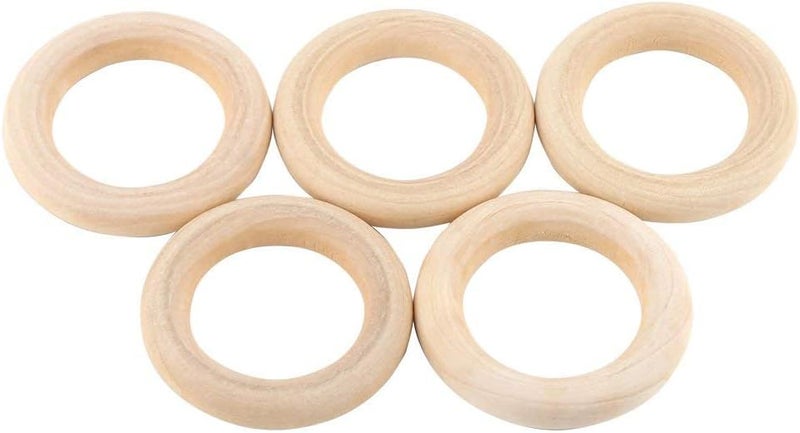 VIUJUH 50 Pieces Natural Wooden Rings for DIY Craft Unfinished Handmade Wood Rings Circles Without Paint for Wood Ring Pendant Connectors Jewelry Making 55MM216 - Image 4