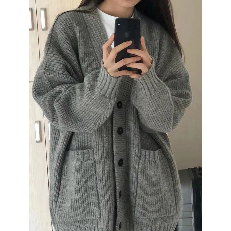 Z2024 Sweater Outwear New Spring, Autumn, Japanese Style Style Style Lazy Milk Style Retro Loose Knitted Cardigan With Stack - Image 2