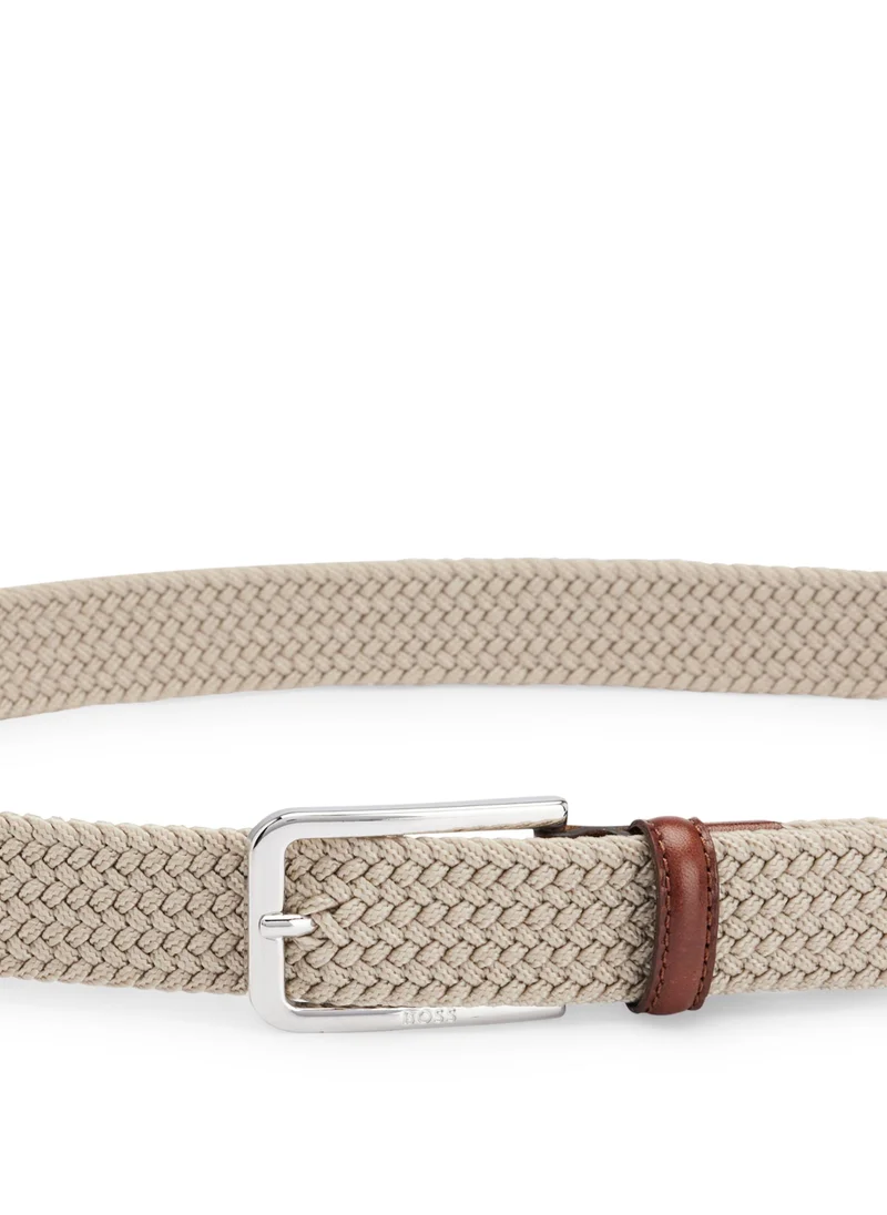 BOSS Woven belt with leather facings