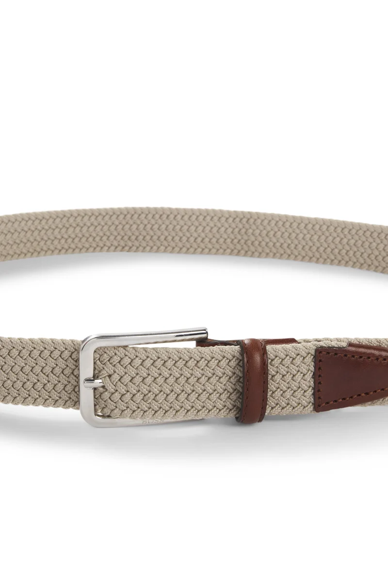 BOSS Light Beige Woven belt with leather facings for Men | Best Price UAE