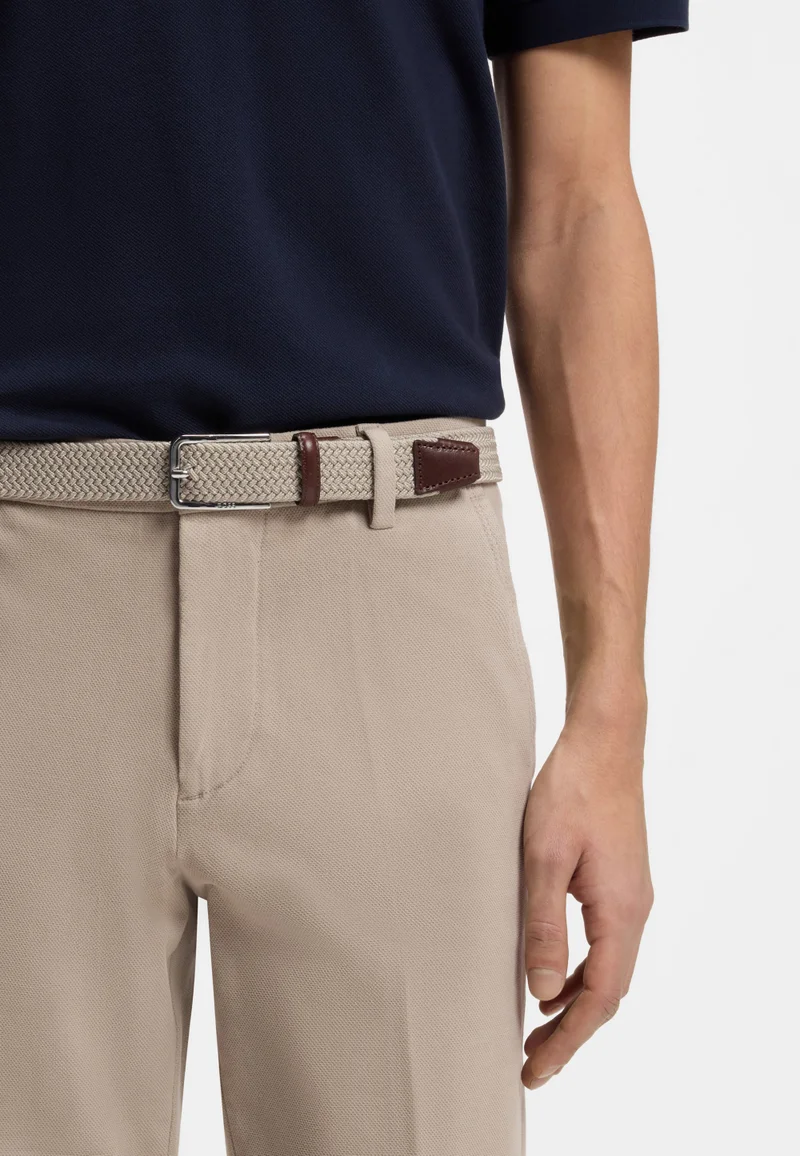BOSS Light Beige Woven belt with leather facings for Men | Best Price UAE