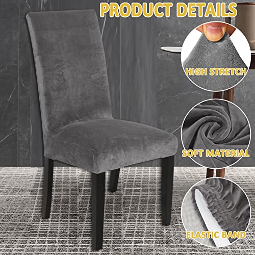HAOYONG Dining Room Chair Cover Velvet Chair Slipcover Washable Parsons Chair Slipcover Removable Seat Protector for Dining Room Hotel Ceremony Restaurant 4 PCS Chair Cover1 PC Bench Cover - Image 3