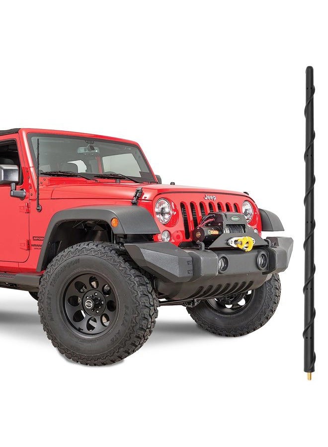 KSaAuto Spiral Antenna Compatible with Jeep Wrangler JL JK JKU JLU Rubicon Unlimited Sahara Gladiator (2007-2021) | 16" Flexible Stub Antenna Replacement | Upgrade Designed for Premium Radio Reception - Image 1