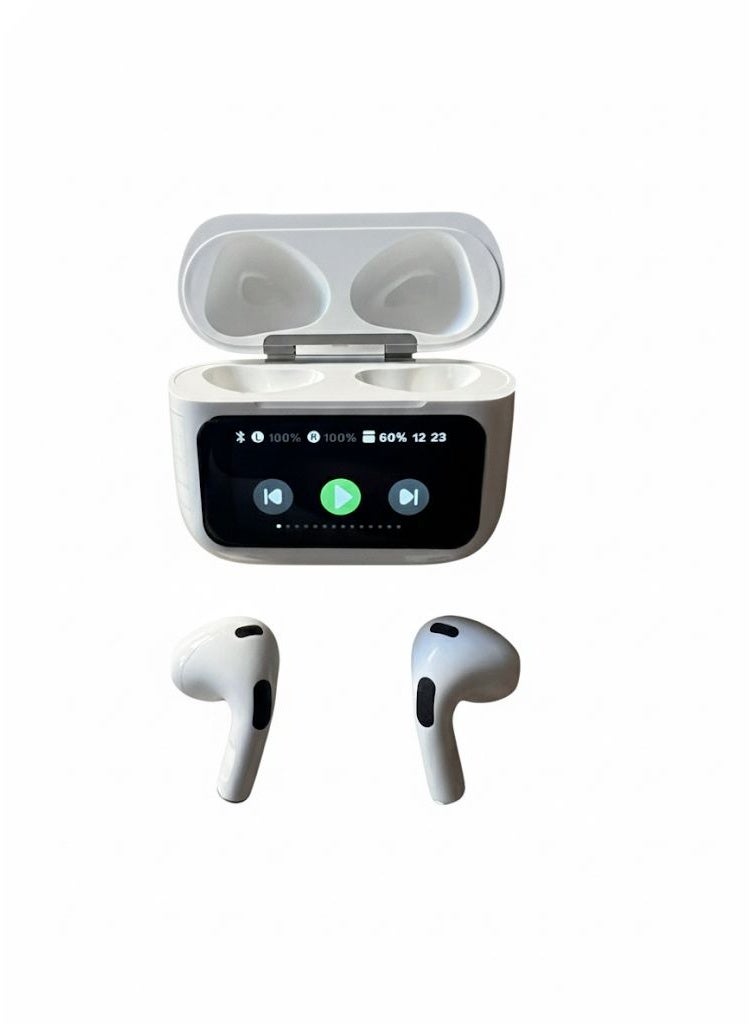 ايربودز متعددة الوظائف به شاشه تحكم و عرض تعمل باللمس. متوافقة مع جميع الموبايلات والانظمة المزدوجة الاسلكية. وبها خاصيه الغاء الضوضاء مع تطبيق للتحكم بها. لون أبيض - Image 5