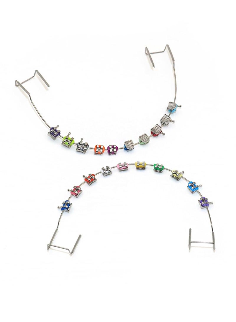 هالونهي زخارف أسنان مؤقتة بأسلاك معدنية، وأقواس معدنية، وأربطة تقويم الأسنان، وأدوات لشرح تقويم الأسنان، وأدوات لطلاب طب الأسنان للتدرب (ملونة) - Image 1