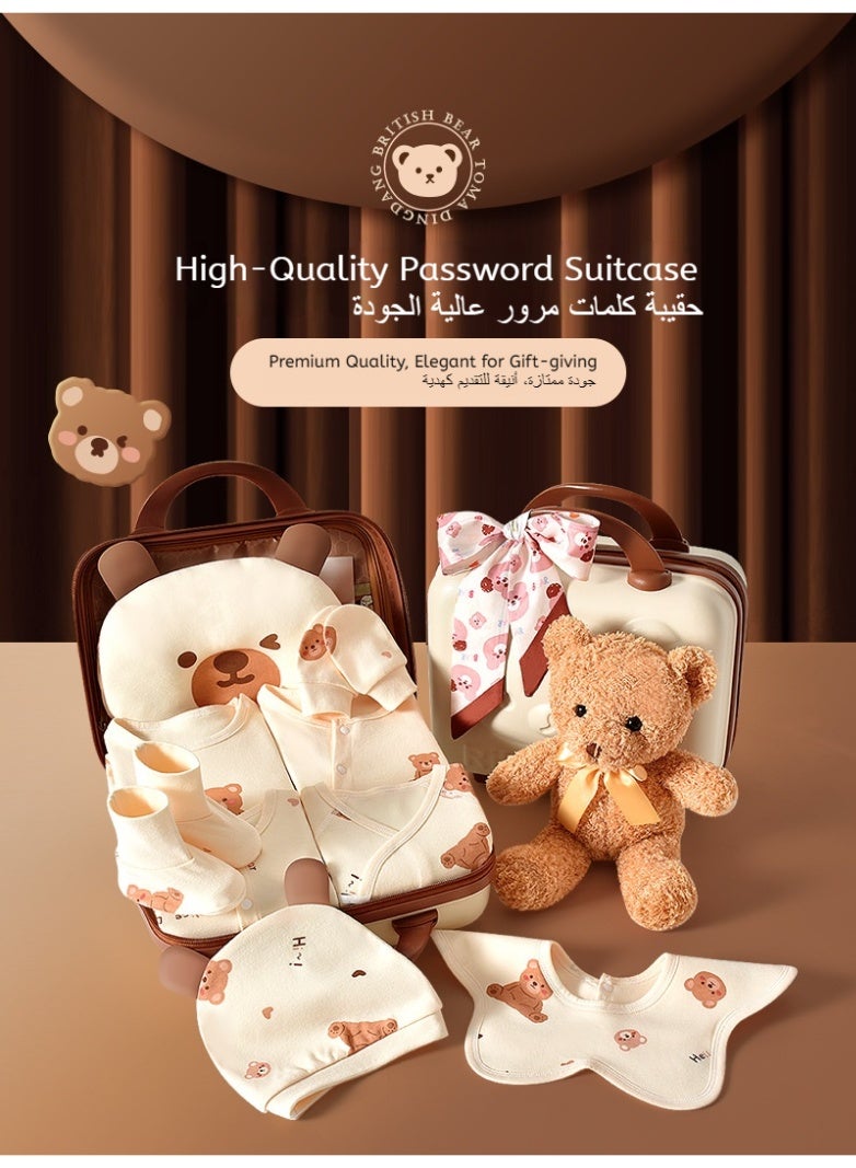 KOYIS 23 PCS Baby Gift Set Suitcase - For Baby Boys & Girls, 100% Cotton Baby Clothes Hat Bear Pillow Towels, Cozy Four Seasons Use Spring Summer Autumn Winter, 0-3 Months - Teddy Bear - Image 2