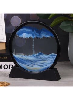 TBoxBo Flowing Sand Painting,3D Natural Landscape Dynamic Art Sand Painting,Round Glass 3D Deep Sea Sand Painting Artistic Sandscape for Home Ornament Desktop Art Bookshelves Decoration(Blue,7 Inches)  - Image 3