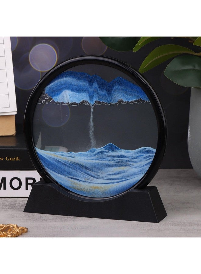 TBoxBo Flowing Sand Painting,3D Natural Landscape Dynamic Art Sand Painting,Round Glass 3D Deep Sea Sand Painting Artistic Sandscape for Home Ornament Desktop Art Bookshelves Decoration(Blue,7 Inches) - Image 3