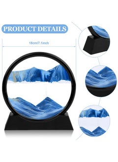 TBoxBo Flowing Sand Painting,3D Natural Landscape Dynamic Art Sand Painting,Round Glass 3D Deep Sea Sand Painting Artistic Sandscape for Home Ornament Desktop Art Bookshelves Decoration(Blue,7 Inches)  - Image 2
