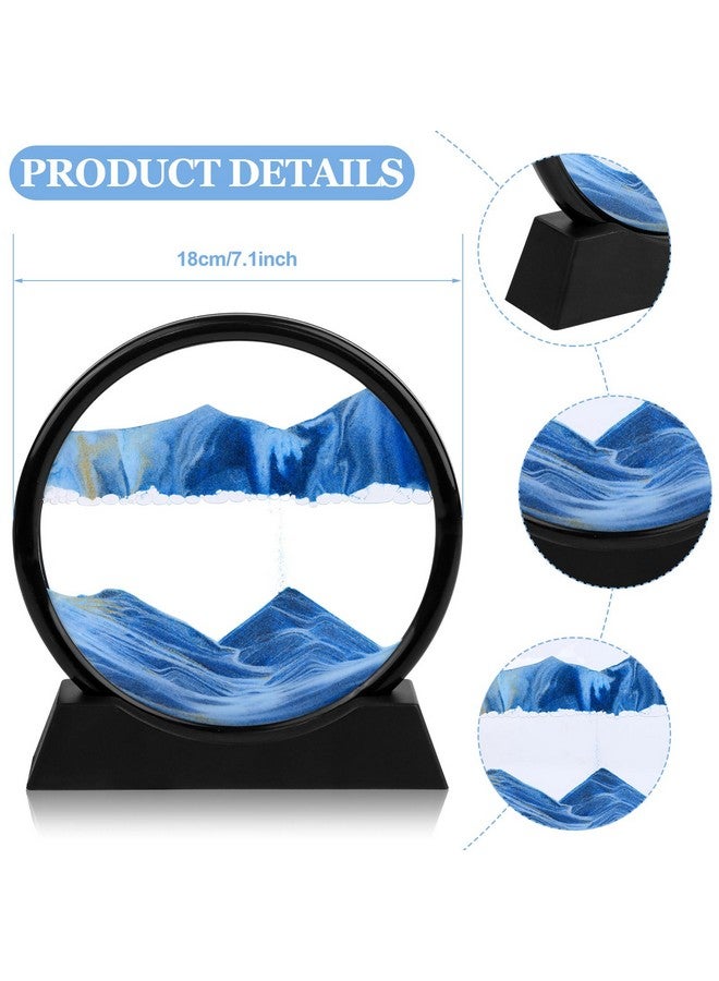 TBoxBo Flowing Sand Painting,3D Natural Landscape Dynamic Art Sand Painting,Round Glass 3D Deep Sea Sand Painting Artistic Sandscape for Home Ornament Desktop Art Bookshelves Decoration(Blue,7 Inches) - Image 2