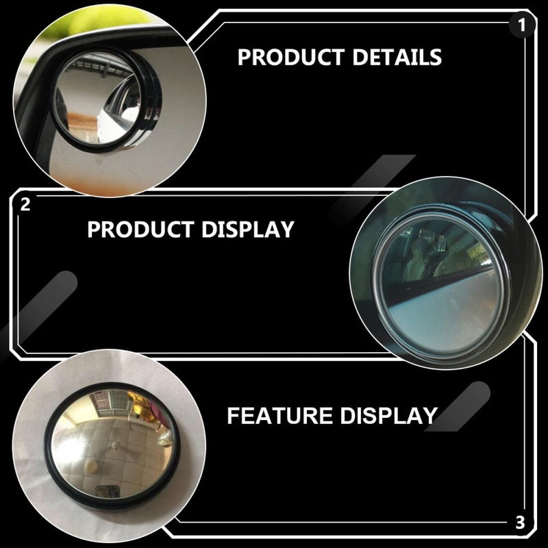 Adjustable 360 Degree Wide Angle Blind Spot Rear View Mirror Black - Image 4