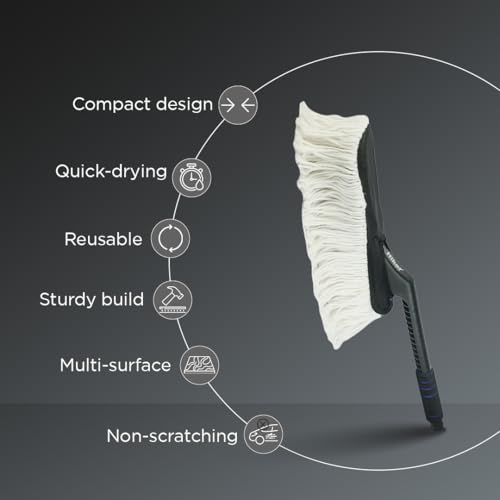 Hiker by Varroc Multi-Purpose Car Duster | Wax-Treated Microfiber Brush for Scratch-Free Cleaning | Long Handle, Reusable, Ideal for Car, Truck, SUV & Home Use - Image 5