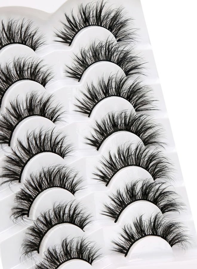 Pooplunch False Eyelashes Wispy Mink Lashes Cat Eye Natural Crossed Cluster Look 8D Volume Fake Eyelash Strips Faux Mink Lashes 7 Pairs Pack - Image 4