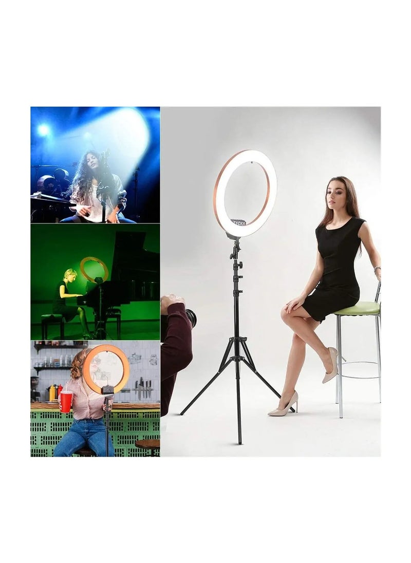 RL - 21 inch Professional Big LED Selfie Ring Light With 3 Mount Phone Holders For Reels Photo Shoot Live Stream Makeup Videos - Image 1