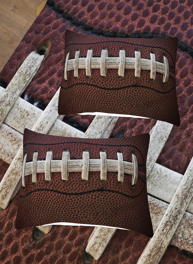 Tailor Shop Kids Football Comforter Set for Boys Teens ，Brown Rugby Sports Theme Bedding Set Queen Size with 1 Comforter 2 Pillow Shams - Image 4