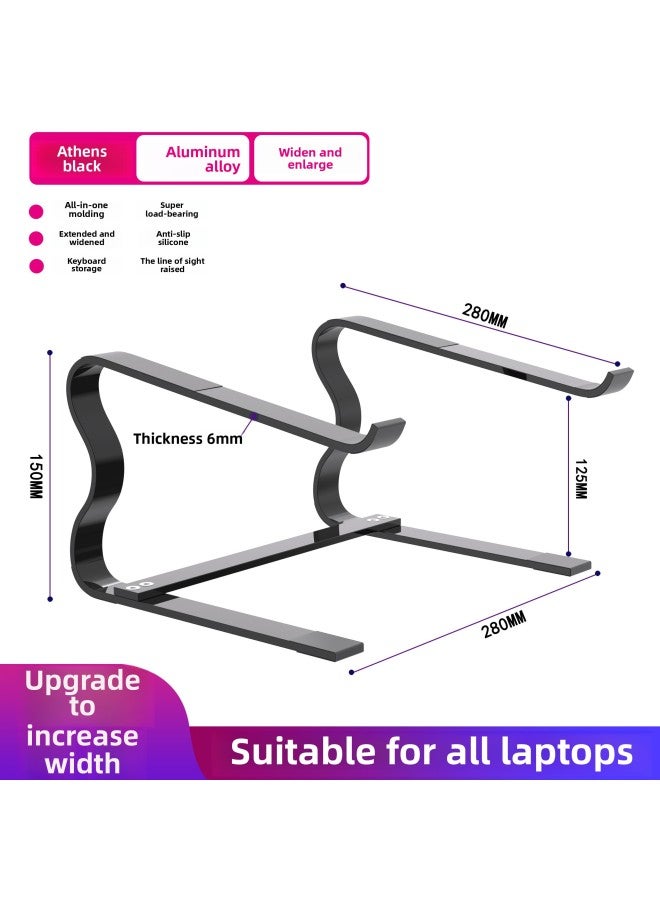 Zg Laptop Stand Double Layer Student Game Book Desktop Elevated Heat Dissipation Vertical Keyboard Removable-Color:Classic Black 【enlarged And Widened】 Aluminum Alloy Heightened Model