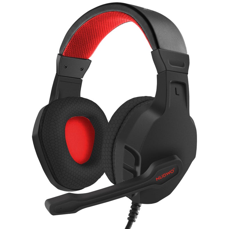NUBWO NUBWO U3 Gaming Headset with Mic for PC, PS4, PS5, Xbox 1, Mac, Switch, Wired Over-Ear Gaming Headphones with Mic Clear Call, Lightweight & in-Line Control-Red  - Image 1