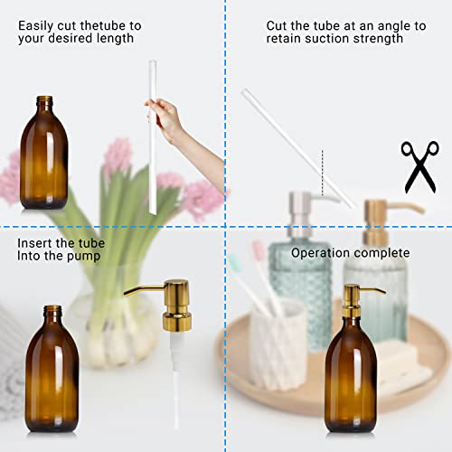 MroMax 3Pcs 304 Stainless Steel Soap and Lotion Dispensers Replacement Pump for 28/400 Bottles Jars, Bathroom Lotion Pump Head Champagne Gold Tone - Image 5