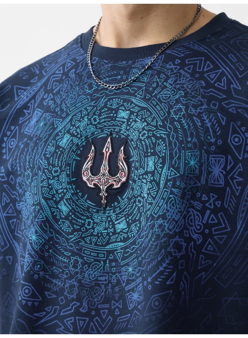 The Souled Store  The Souled Store Men TSS Originals: Trident Oversized Blue T-shirt  | Best Price UAE