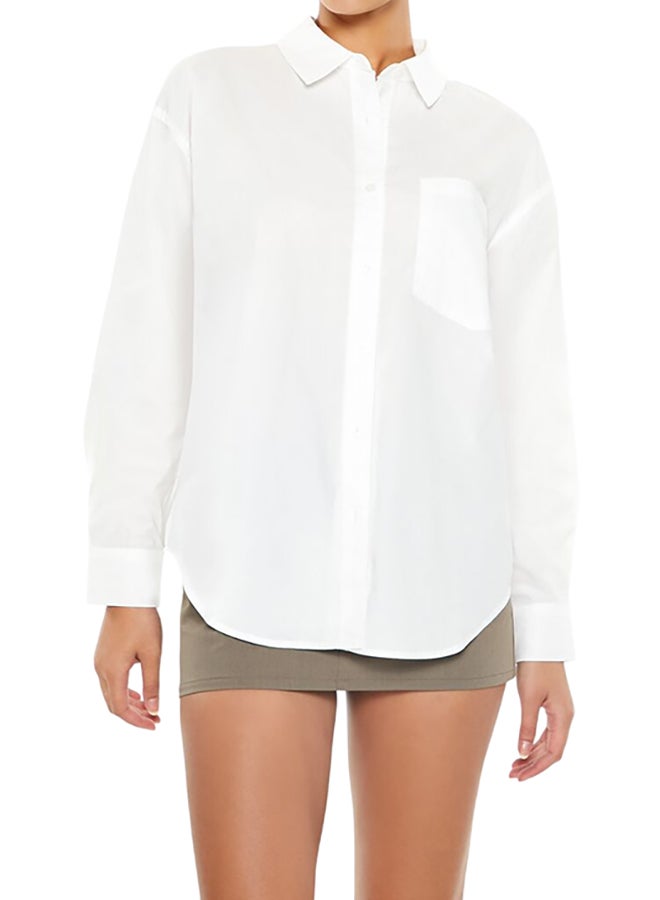 FOREVER 21 Poplin Dolphin-Hem Shirt - Image 1