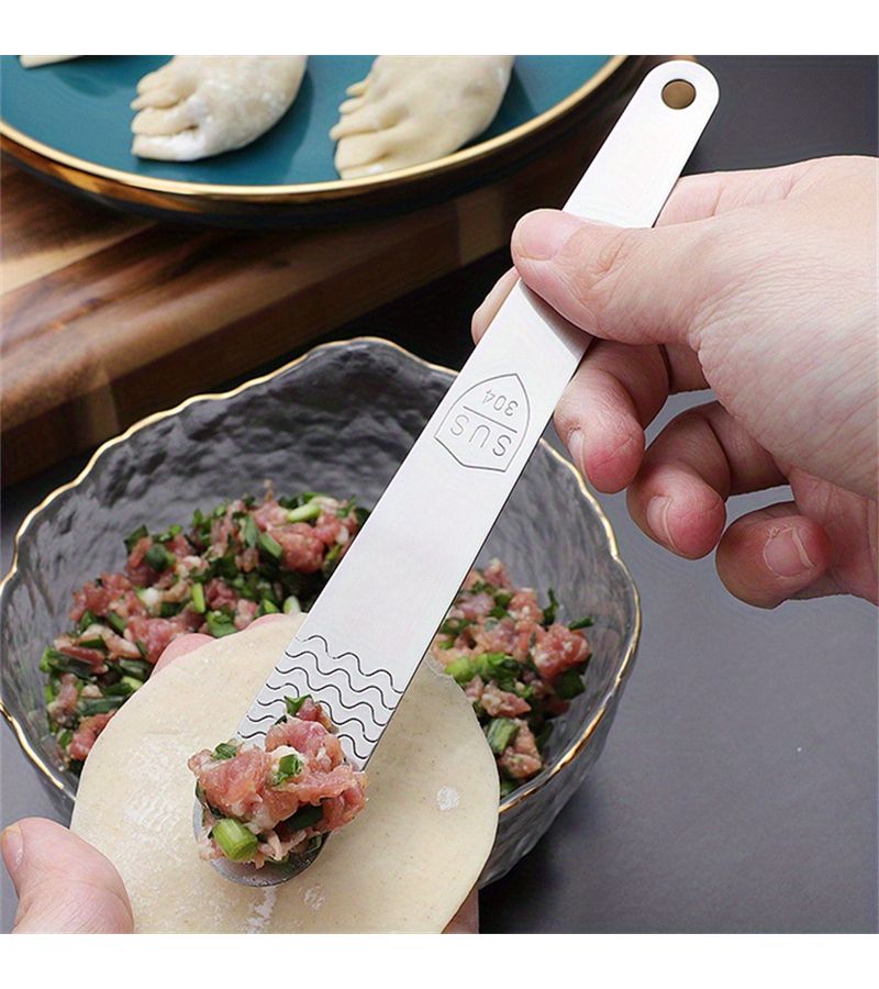 1 Pc 304 Stainless Steel Dumpling Stuffing Spoon Wonton Filling Spoon Butter Cheese Spreader Baking Tool Kitchen Gadget - Image 1