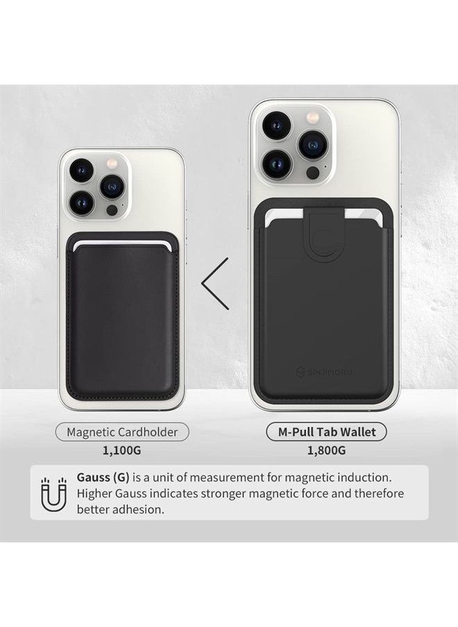Sinjimoru Vegan Leather iPhone 14 Wallet for MagSafe Wallet, iPhone 14 Plus Magnetic Accordion Wallet Card Holder for Back of Cell Phone Case for iPhone 12/13/14 Series. M-Pull Tab Wallet Marine Blue  - Image 4