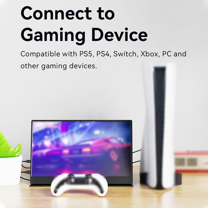 شاشة محمولة بقياس 15 بوصة - شاشة ألعاب IPS بدقة FHD 1080P مع سماعين مدمجين ومزاوية عرض واسعة 170 درجة - شاشة عرض خارجية لأجهزة اللابتوب/الحواسيب/الهواتف الذكية - Image 5