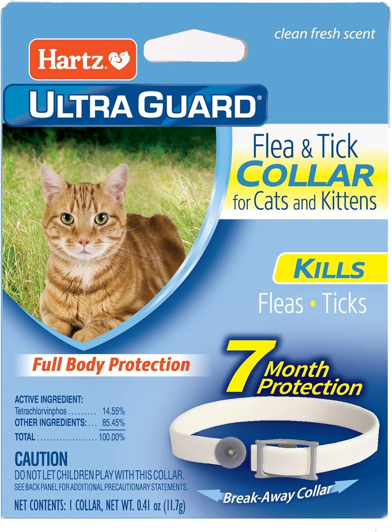 Hartz UltraGuard Flea & Tick Collar for Cats and Kittens, 7 Month Flea and Tick Protection and Prevention, White - Image 1