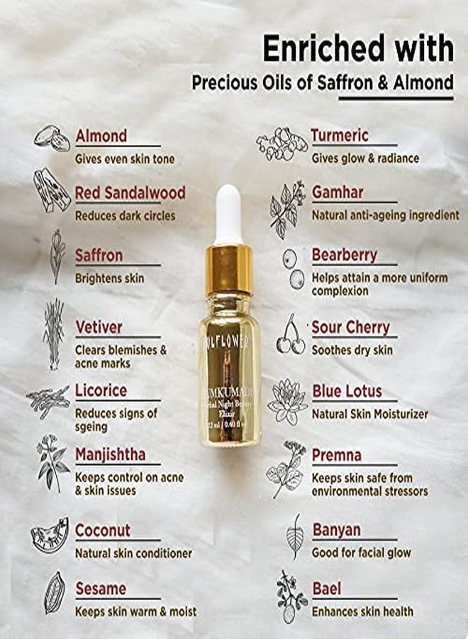 Soulflower Kumkumadi Tailam Oil Pure Natural Skin Moisturizer And Organic Face Serum With Precious Oils Of Saffron And Almond For Skin Moisturizing Glowing Brightening Pigmentation Control 12 Ml With Free Dropper - Image 4
