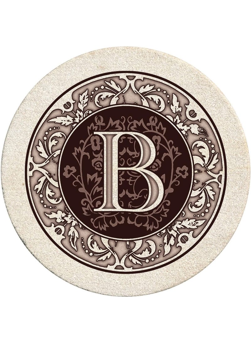 Thirstystone Thirstystone Monogram Letter B Absorbent Sandstone Coaster 4-Pack Made in The USA Decorative, Absorbent, Easily Wipes Clean - Image 1