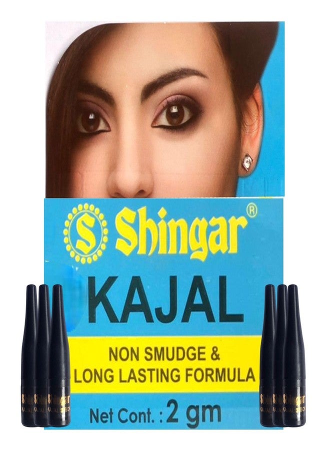 Shingar Kajal Stick | 2g Each | Bold Black Finish | Smudge-Resistant Formula | Pack of 6 - Image 1
