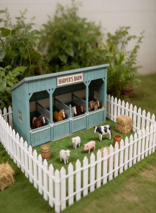 CHAMBERY 1:12 Scale Miniature 35 Inches Picket Fence with 4Pcs of 6x6 Inches Fake Grass for Crafts Dollhouse Garden Accessories - Image 4